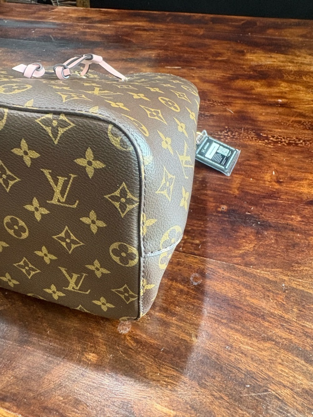 Louis Vuitton Monogram Nano Noé Bucket Bag in Brown with Pink Trim - Picture 7 of 10